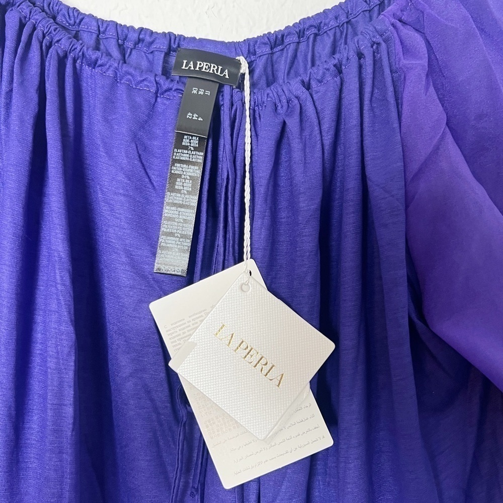 LA PERLA Lace-Trim Blouse In Purple - Picture 7 of 9